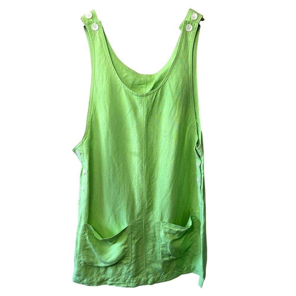 VTG Essentials Style Lime Green Sleeveless Jumper/ Mini Dress W/ Pockets Size PM